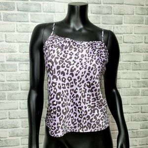 Victorias Secret Size S Satin Purple Leopard Cami Sleep Shirt Tank‎ Top